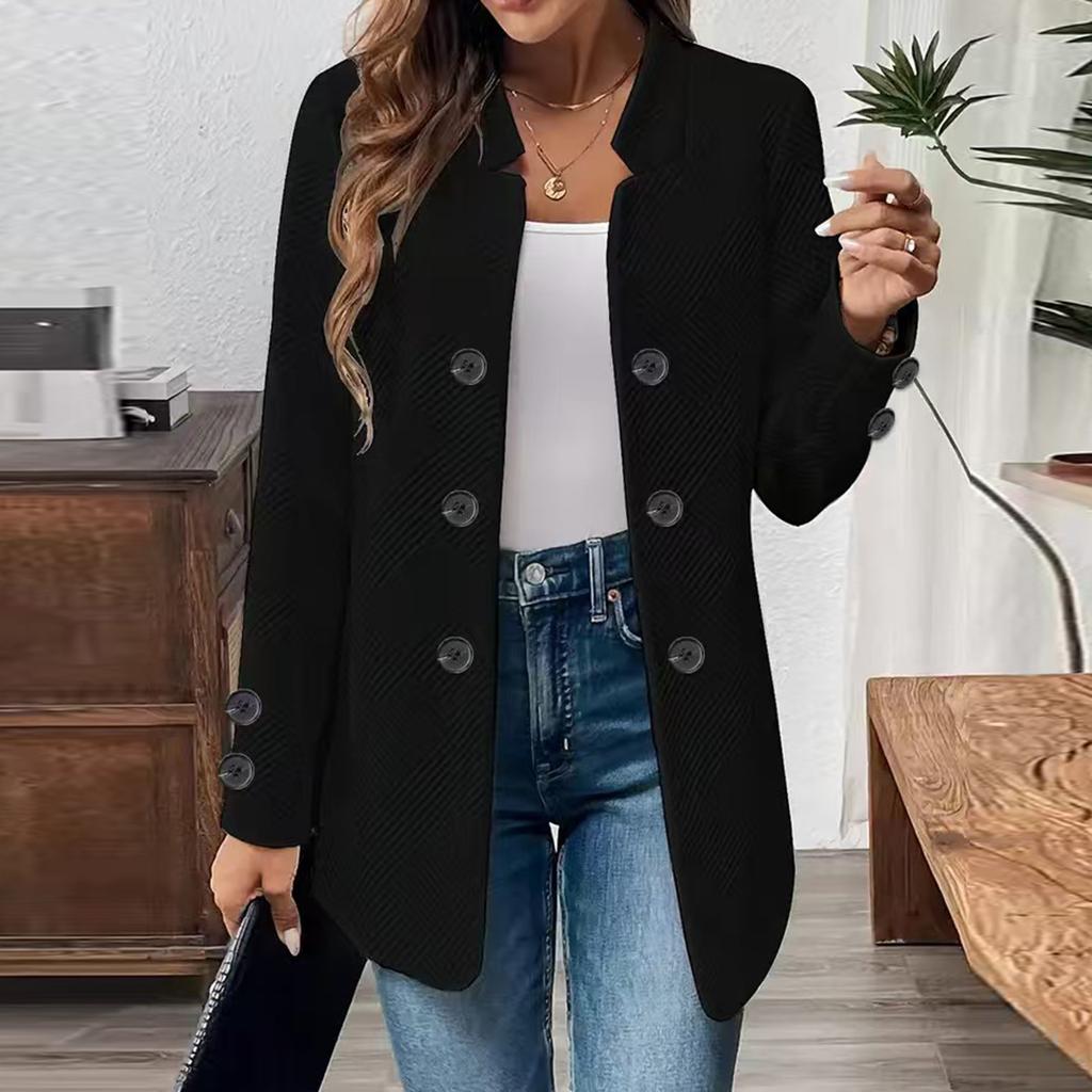Женский модный повседневный однотонный двубортный с тремя пуговицами и длинными рукавами