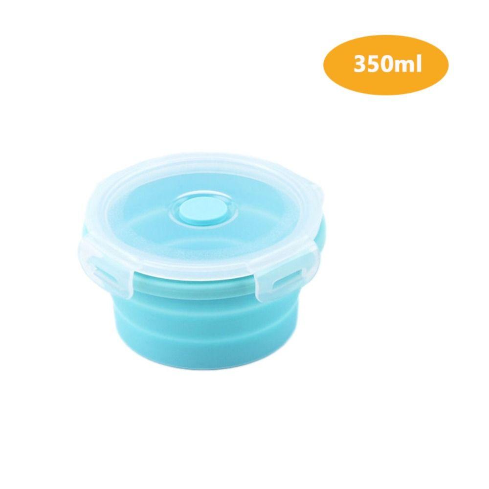 Round Folding Lunch Box With Lid Food Container Box Portable Microwave Folding Bowl Kitchen
