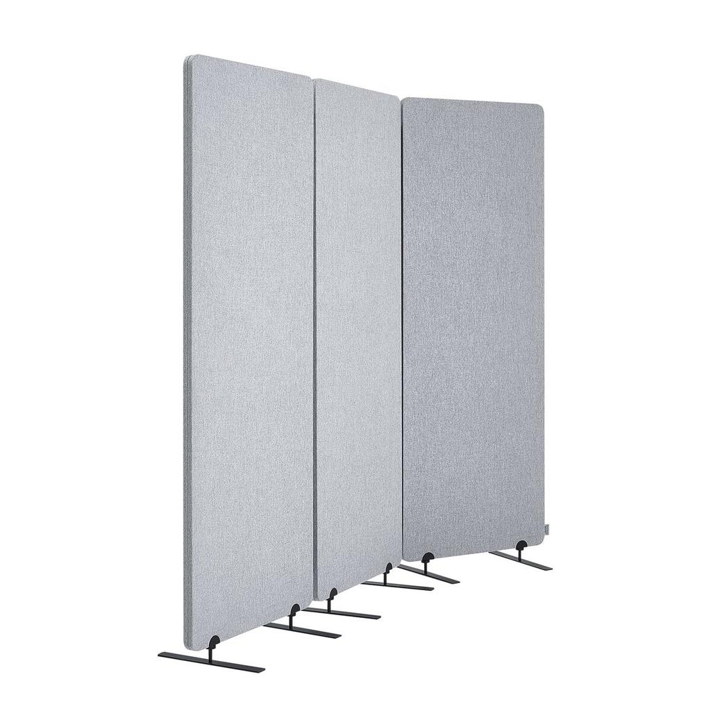 2FT Room Divider 3 Panels PET Polyester Soundproof Privacy Screen Grey