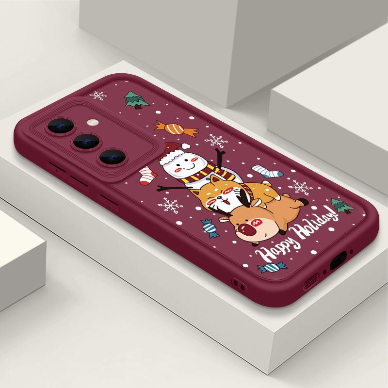 Чехол с рисунком оленя для Samsung S24 S23 S22 Ultra S21 Plus S20 FE A55 A35 A54 A53 A52 A34 A15 A14, противоударный мягкий чехол для телефона со снеговиком