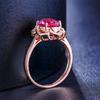 18K Rose Gold Flower Ring with Red Tourmaline and Diamond Cluster