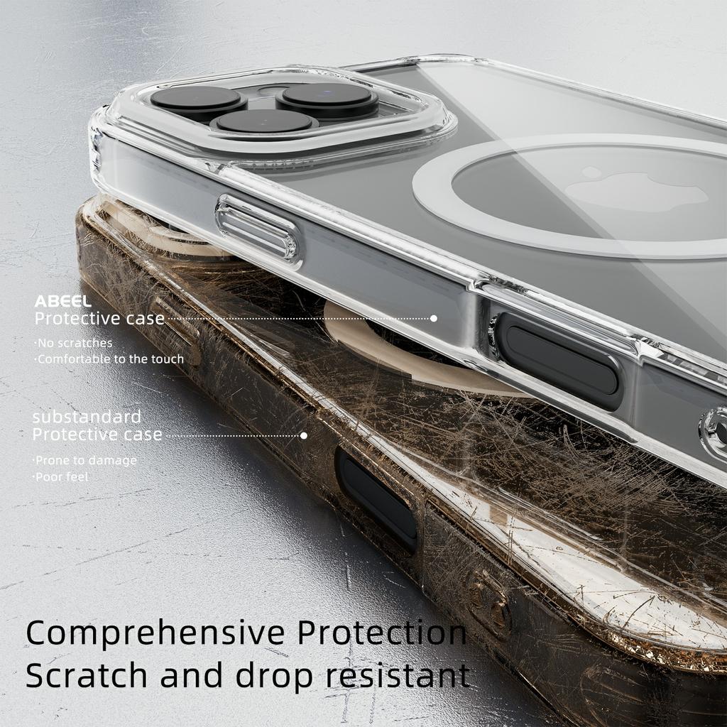 Для чехла iPhone 16 Pro Max, совместимого с MagSafe, прозрачная задняя крышка из ТПУ и ПК, устойчивая к царапинам