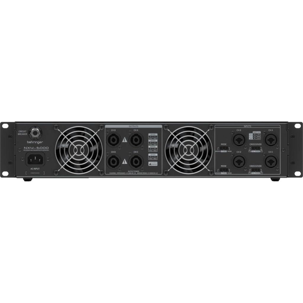 Behringer Power Amplifier Up to 4 x 1600W Class D Design SmartSense Speaker Impedance Correction with Crossover NX4-6000