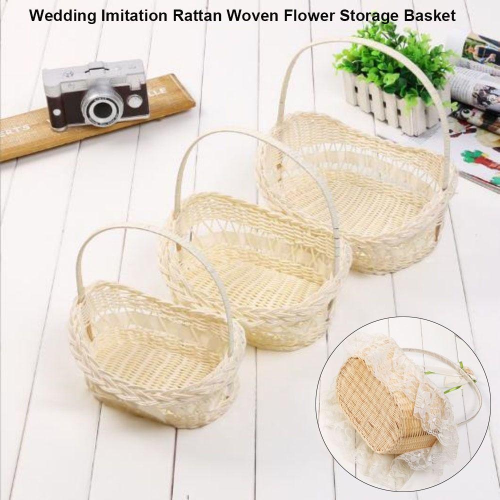 Плетеные корзины для хранения из имитации ротанга с ручкой, плетеная корзина для цветов для растений, дома, свадьбы