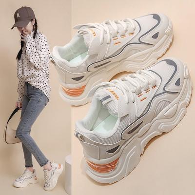 Корейский стиль, женская обувь для папы, новинка весны, модная дышащая повседневная женская спортивная обувь на платформе, увеличивающая рост, оптом