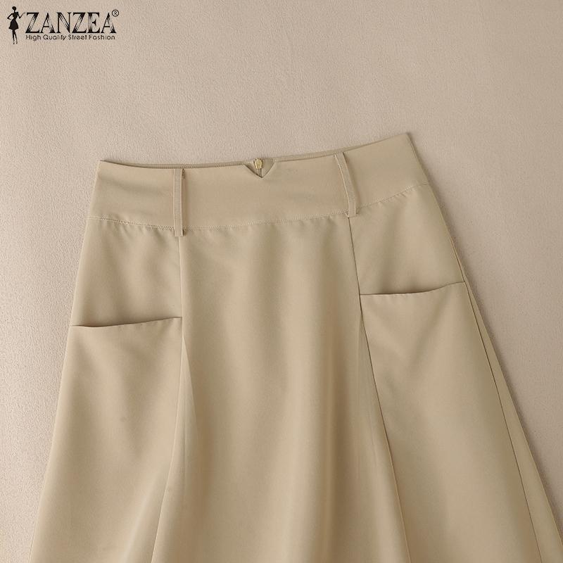ZANZEA Женские повседневные летние миди-юбки однотонной расцветки
