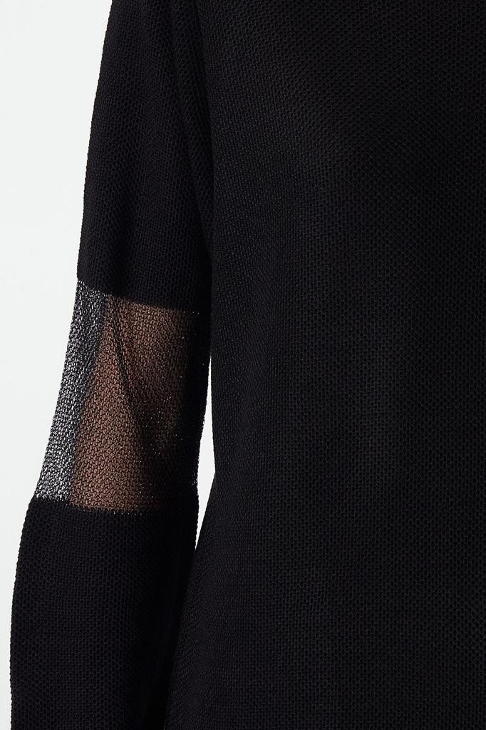 Women's Fashionable Stylish Hijab Sweater Black Tulle Detailed Knitwear Sweater