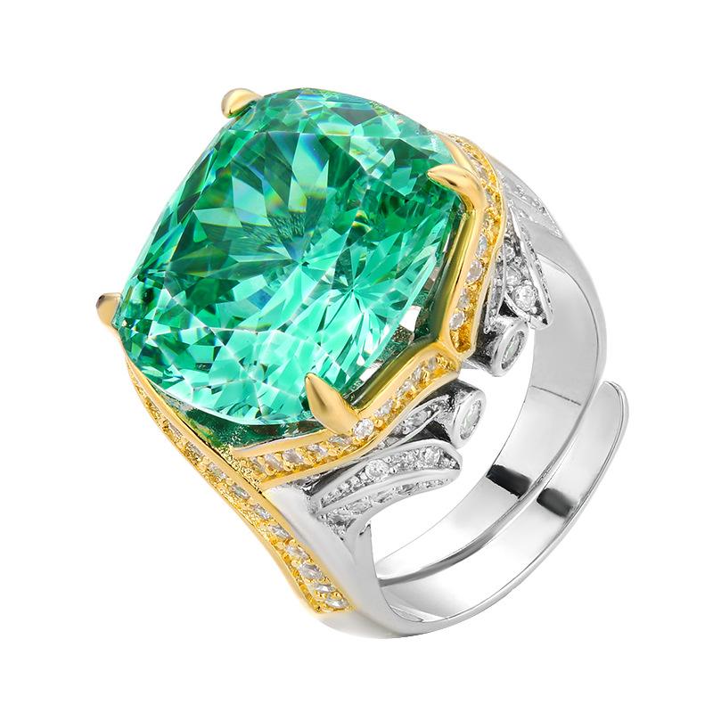 Jewelry Copper Bottom Gold Plated Simulation Bird'S Nest Chepala Green Premium Ring Female 14 * 16