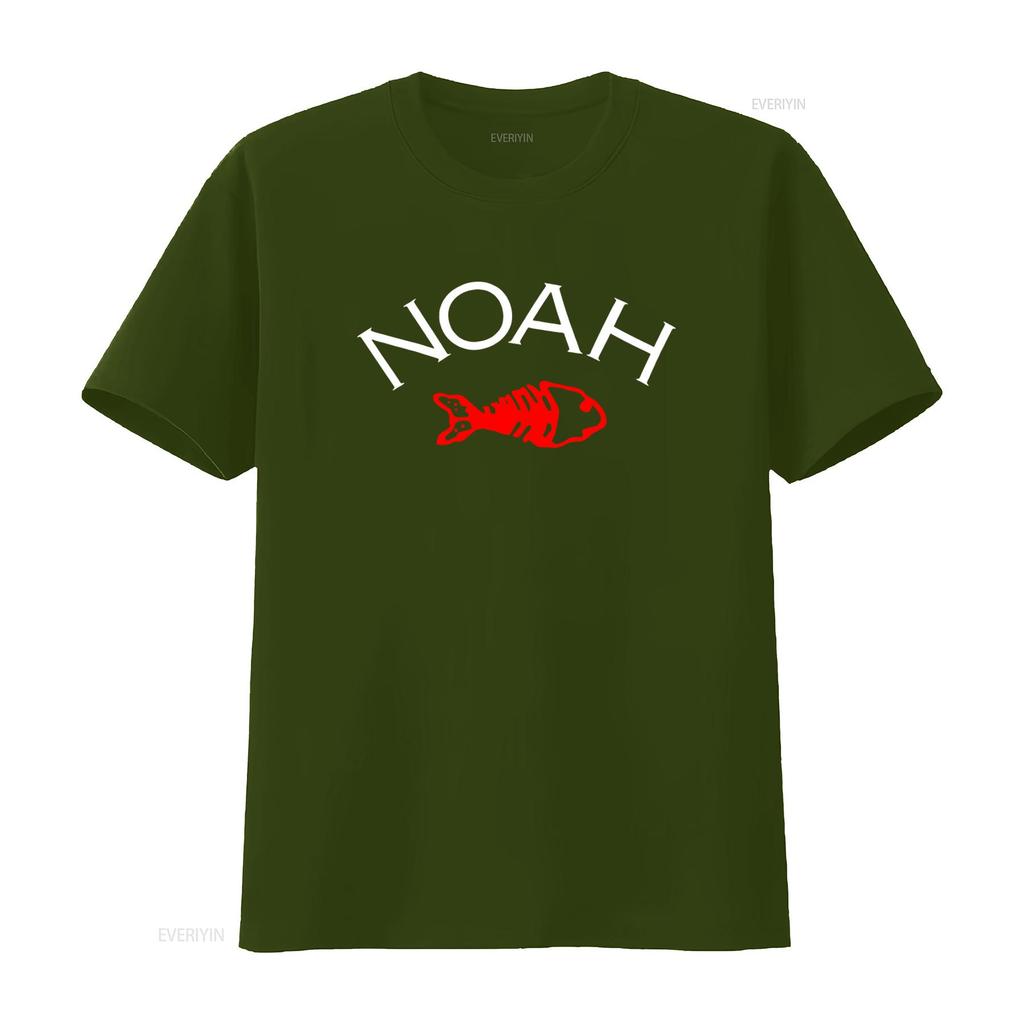 Noah Fishbone Core Logo Print Crew Neck T Shirt Ss19 Fashion Streetwear vintage Washed fashion Versatile Casual Soft