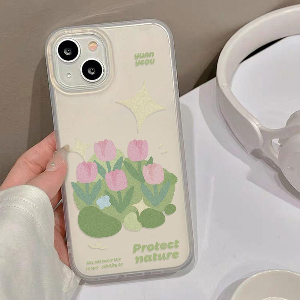 Маленькие свежие цветы для iPhone17promax Apple 17 матовый чехол для мобильного телефона с большим отверстием 16/15 противоударный ins