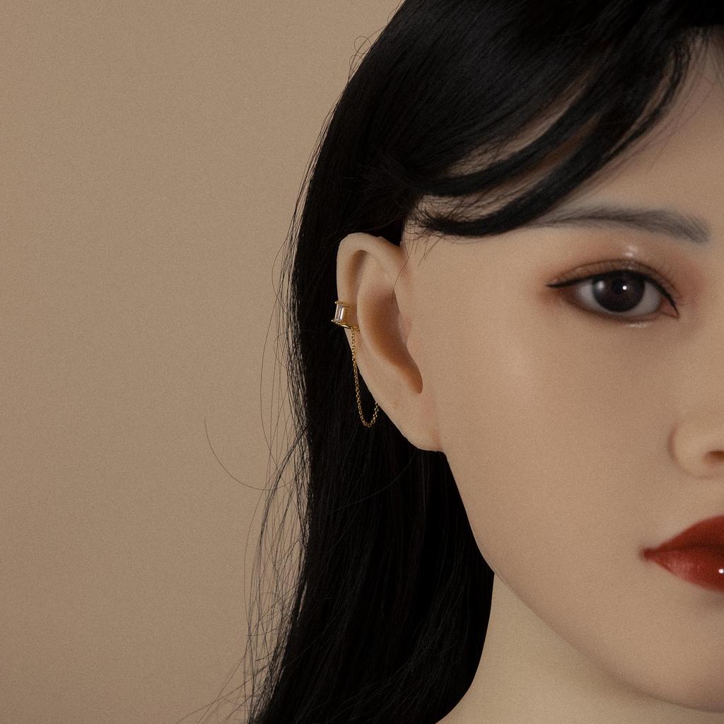 ANDYWEN 100% стерлингового серебра 925 пробы, золотые серьги-манжеты для ушей, серьги-цепочки, зажимы для сережек, циркон, фианиты, свадебные украшения, вечерние в стиле рок-панк