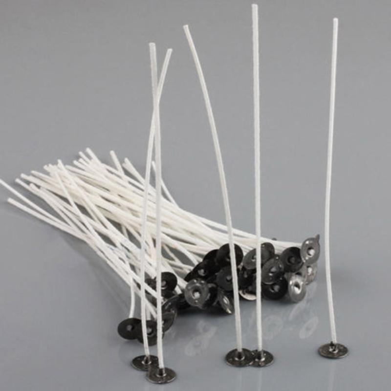 New 4 Inch White Candle Wicks Cotton Core For DIY Candle Making Low Smoke 30pcs