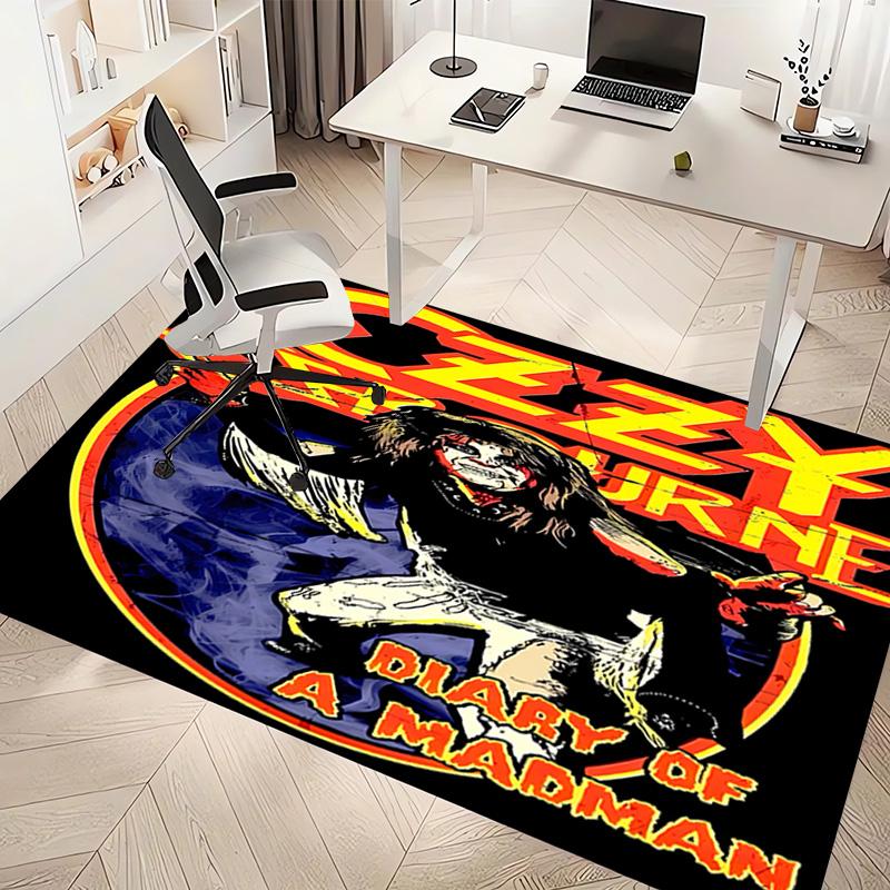 1pc Ozzy Madman Print Area Rug - Soft, Washable Non-Slip Indoor Mat, Living Room, Home Office Decorative Rug,Office Decorative
