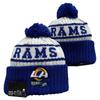 Colorful Pom Knit Beanie Dual-Sided Jacquard Fashion Embroidery Warm Winter Hat Sports Fans