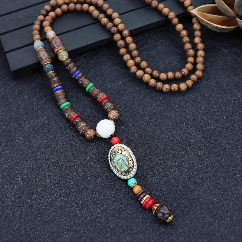 Nepalese Style Retro Long Necklace Men's and Women's Simple Tibetan Pendant Literary and Versatile Sweater Chain Accessories
