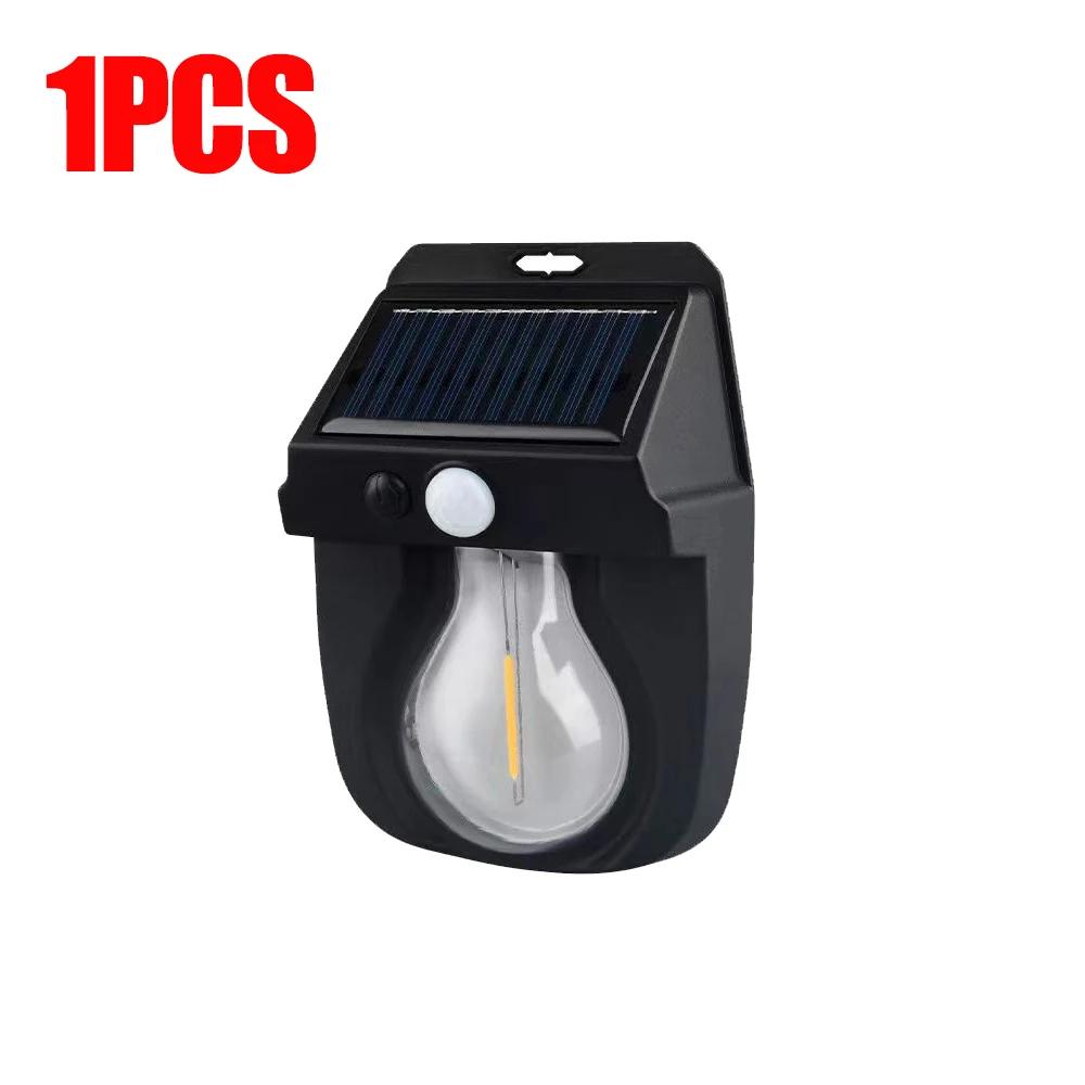 Ночной светильник на солнечной вольфрамовой батарее, интеллектуальный настенный светильник с датчиком движения, 3 режима освещения, водонепроницаемый фонарь для украшения двора и сада