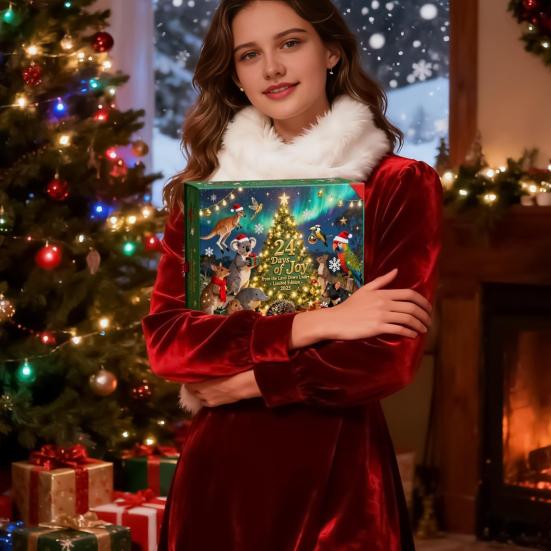 Австралийский Адвент-календарь с дикой природой 24-дневная коробка для обратного отсчета Многофункциональное украшение для семейного веселья и праздничной атмосферы