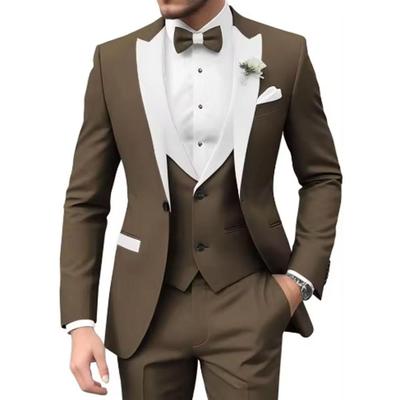 2025 Новый мужской приталенный костюм-тройка Business Casual Высококачественный Модный Полиэфирное волокно Одна пуговица Декоративные пуговицы
