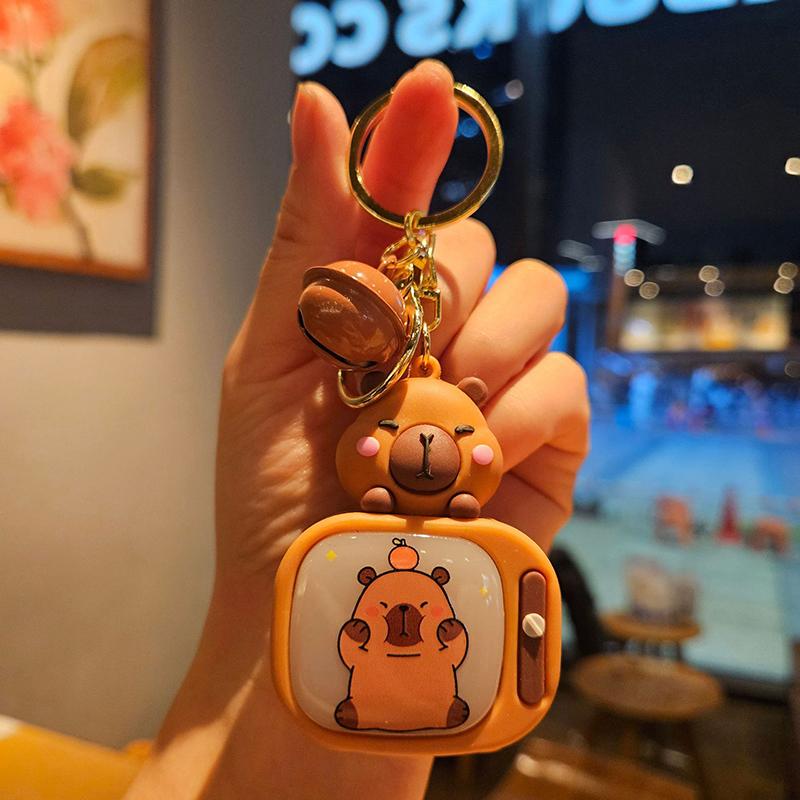 Мультяшный милый телевизор с капибарой и подсветкой, креативные забавные животные, брелок для ключей, автомобильный брелок, рюкзак, кулон для детей, ювелирный подарок