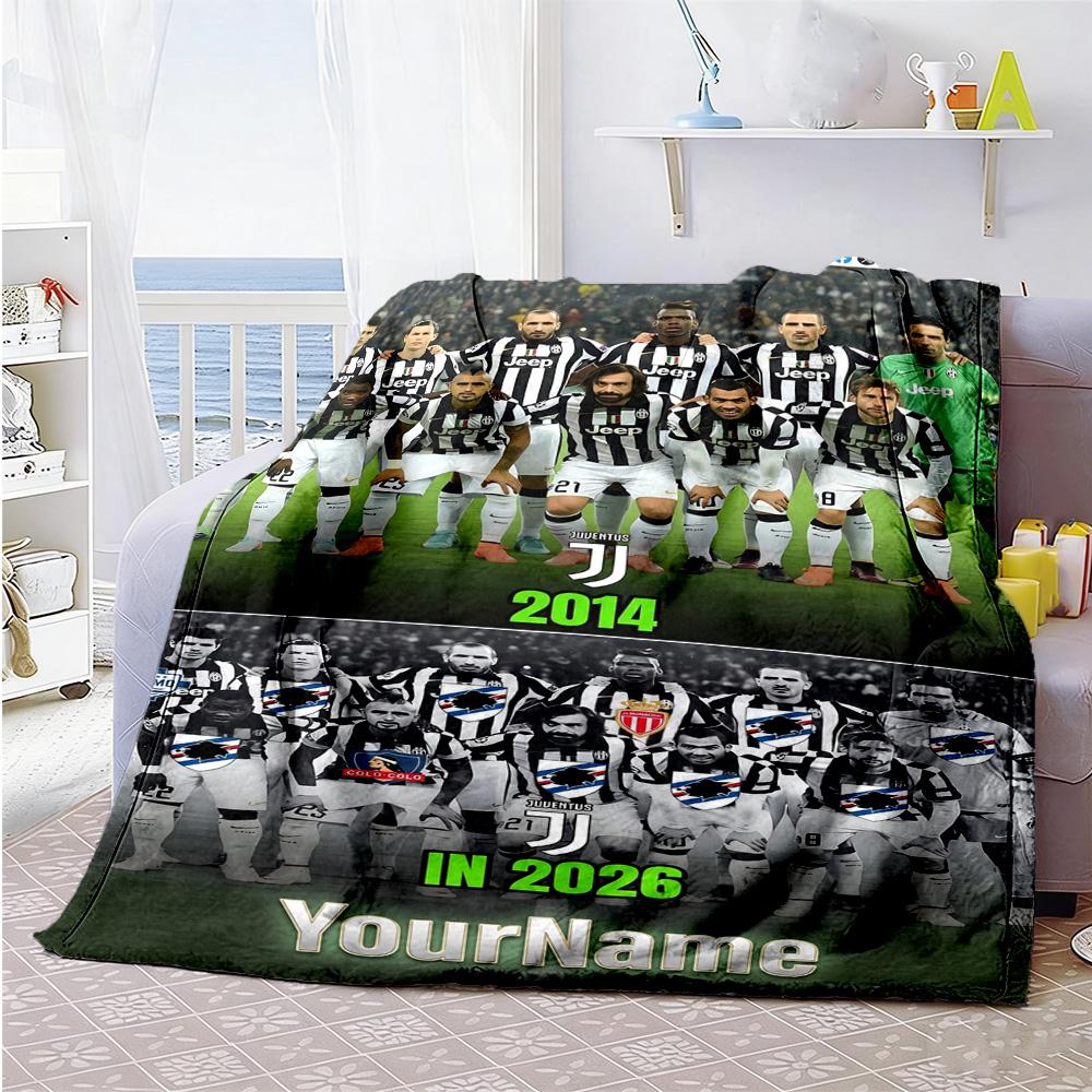 Juventus Personalized Text Blanket Gift Customizable Blanket Soft & Cozy Throw For Living Room Couch Bed Nap Four Seasons Universal