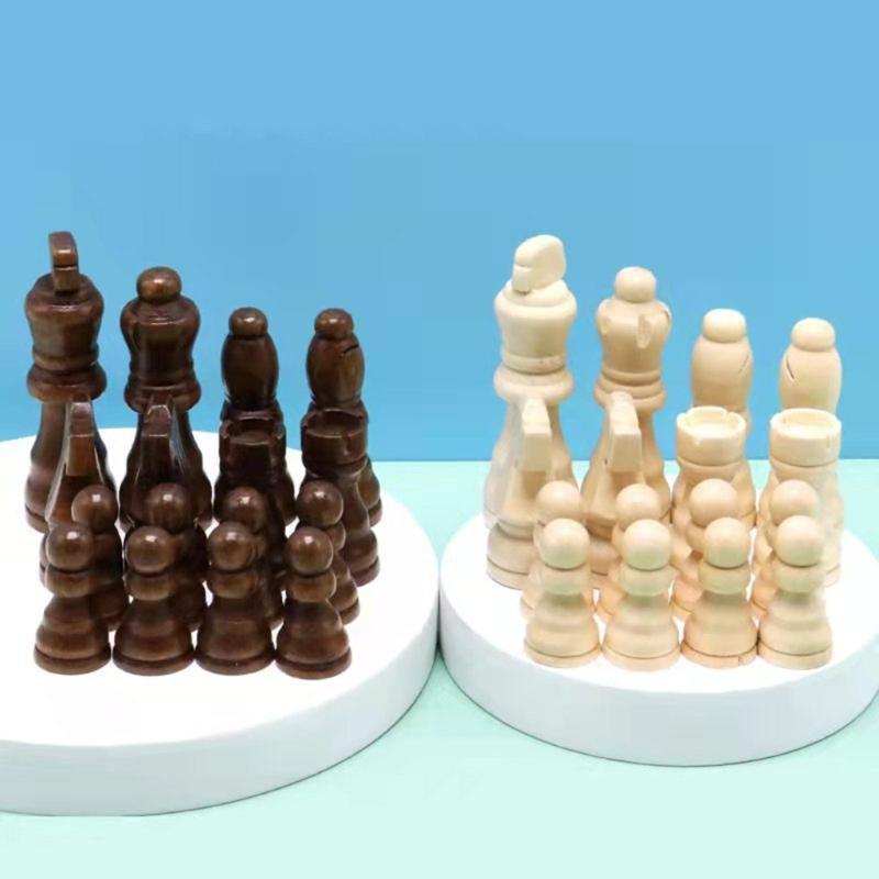 32 шт. Деревянные фигуры для международных шахмат Ручная резьба Шахматные пешки Фигурки Шахматные аксессуары Прочные