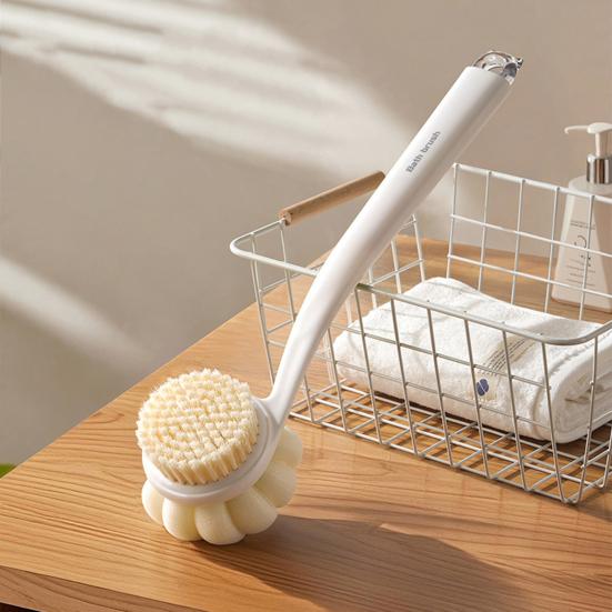 Bath Scrub Brush with Extended Anti-Slip Handle Double-Sided Back Rub Exfoliation Back Scrubber Three-dimensional Massage Brush