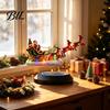 Creative Christmas Home Decoration Floating Santa Sleigh Ornament, Magnetic Levitation with LED Unique Holiday Gift for Family Lighting, Centerpiece
