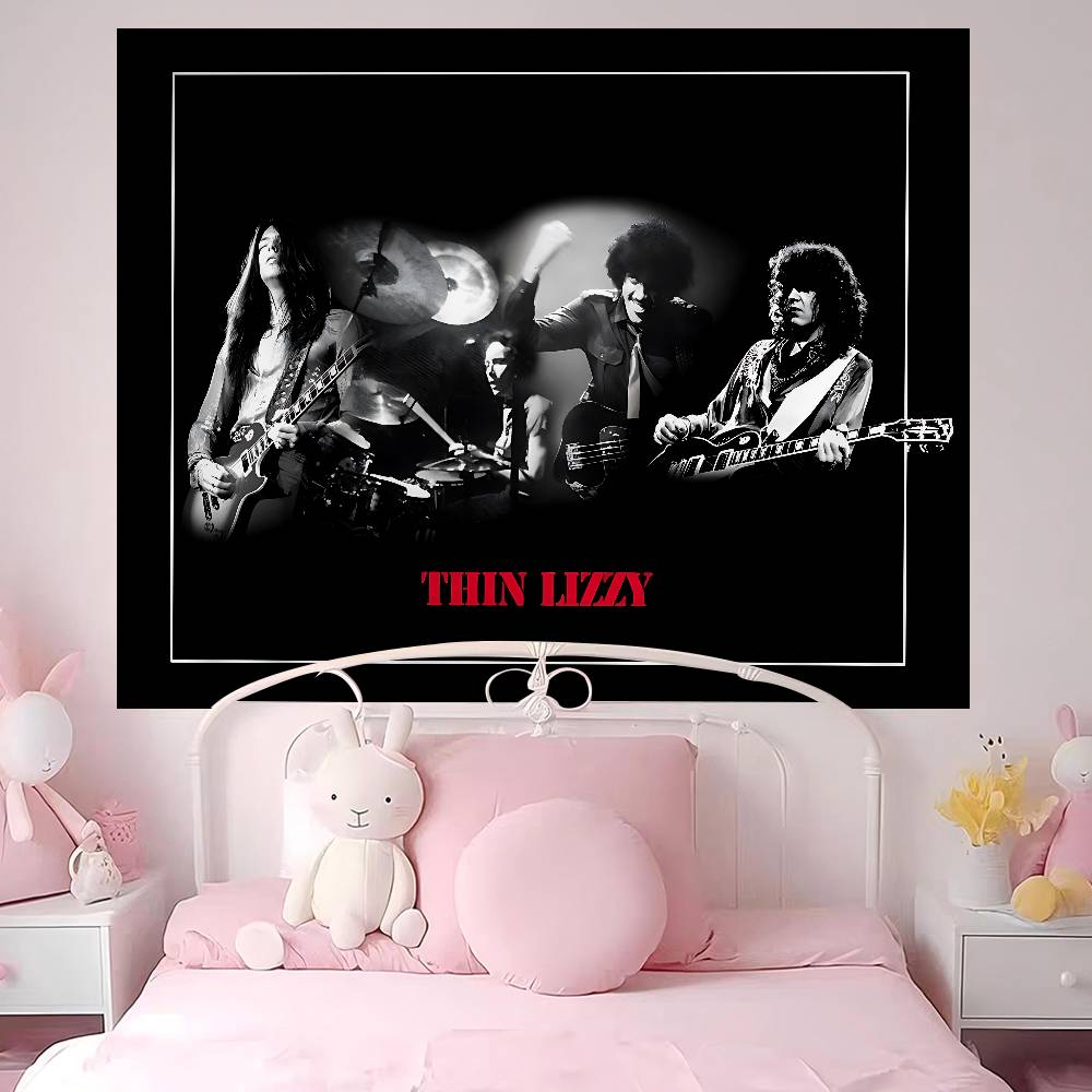 Тканевое панно Rock Band Thin Lizzy Аниме Цветочный ковер в стиле хиппи Декор для общежития Дешевый настенный декор в стиле хиппи
