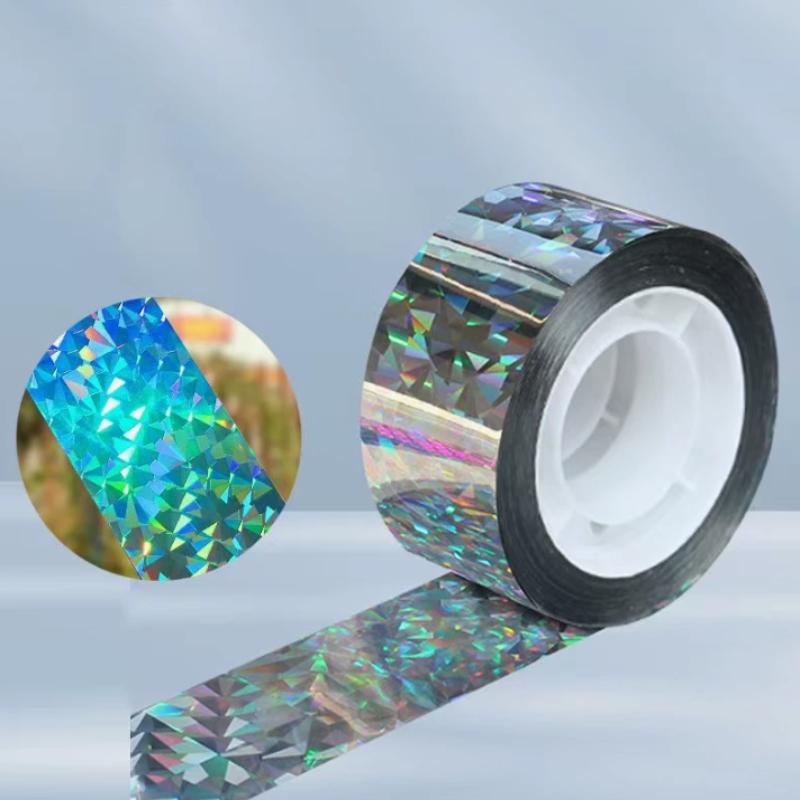 Bird Deterrent Holographic Tape 1 Roll Double Sided Reflective Scare Ribbon No Harm to Birds for Outdoor Yard Orchard Use