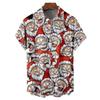 Christmas Style Men's Short Sleeved Shirt with Digital Print Christmas Pattern Comfortable In Summer Fast Drying Polyester Fiber