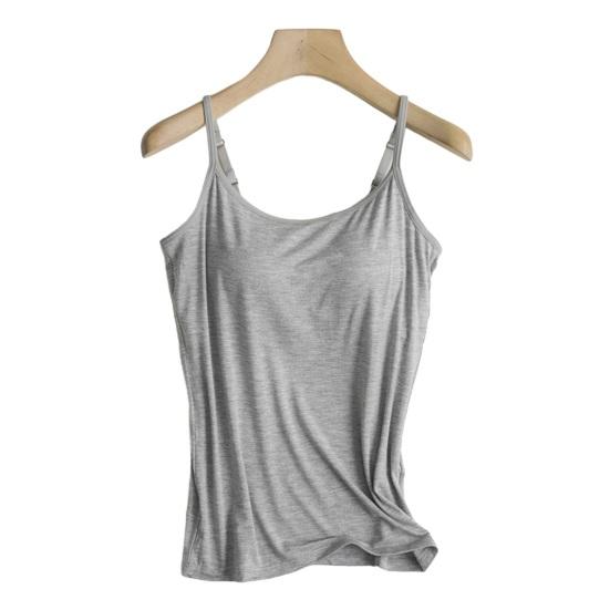 Женская майка-майка со встроенным бюстгальтером-полочкой, регулируемая тонкая бретелька, базовая майка с подкладкой, для тренировок, йоги