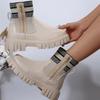 New In Stock Thick Soled Round Toe Elastic Knitted Spliced  Boots for Women European and American Plus Size Warm Socks Boots