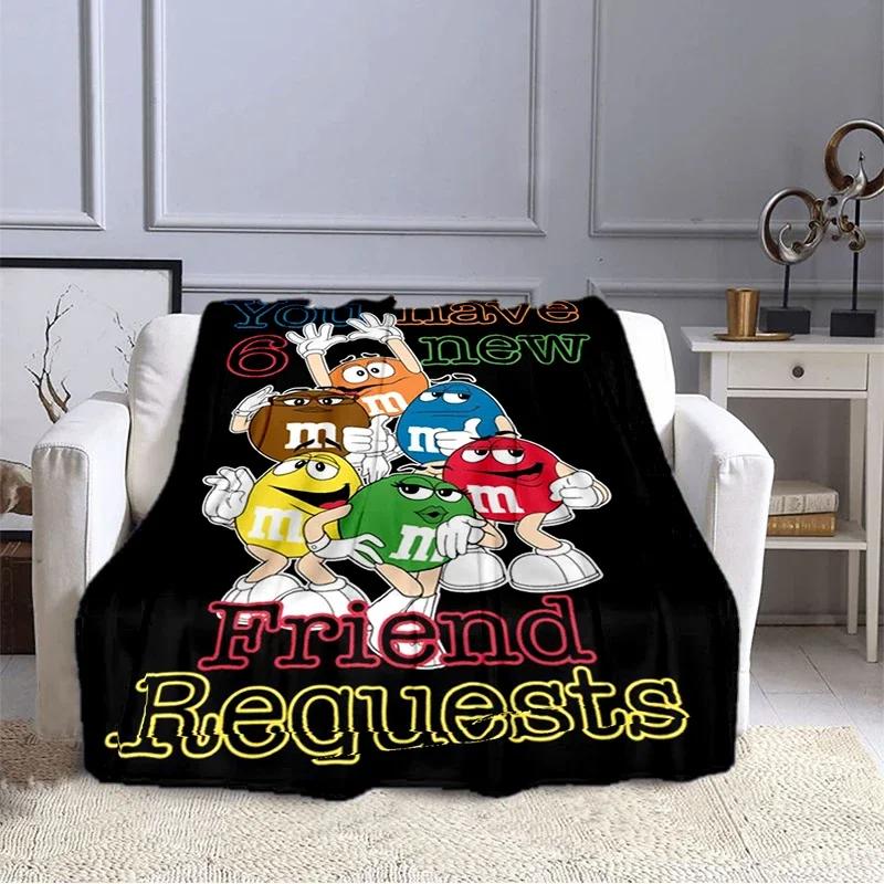 Плюшевое одеяло M&M Bean Chocolate с мультяшным принтом, модное, теплое, для походов, для дома, дивана, постельного белья, детское одеяло в подарок