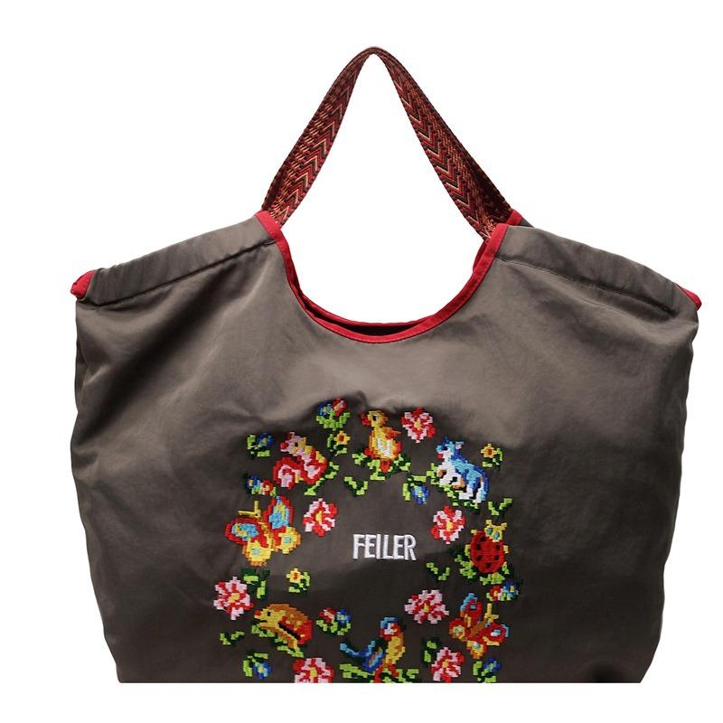 Новая большая сумка-тоут из вышитого нейлона, модная и простая通勤 холщовая сумка через плечо