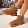 Fashion Faux Fur Non Slip Snow Boots Women 2025 Winter Round Toe Thick Bottom Ankle Boots Brown Warm Short Plush Cotton Booties