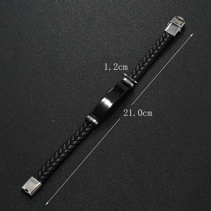 Beautiful jewelry braided stainless steel men bracelet casual glossy leather bracelet bracelet