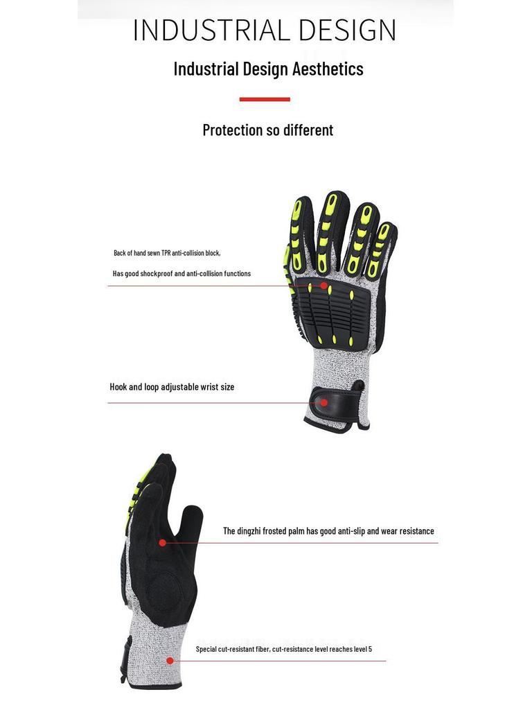 Ударопрочные перчатки из HPPE 5 уровня защиты от порезов для нефтегазовой, горнодобывающей и строительной промышленности