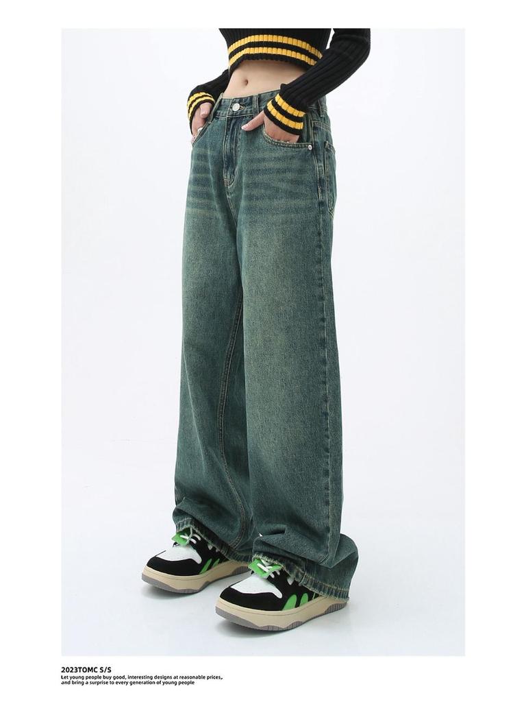 Carmour Denim | Ретро-цветные выстиранные широкие белые джинсы для мужчин и женщин