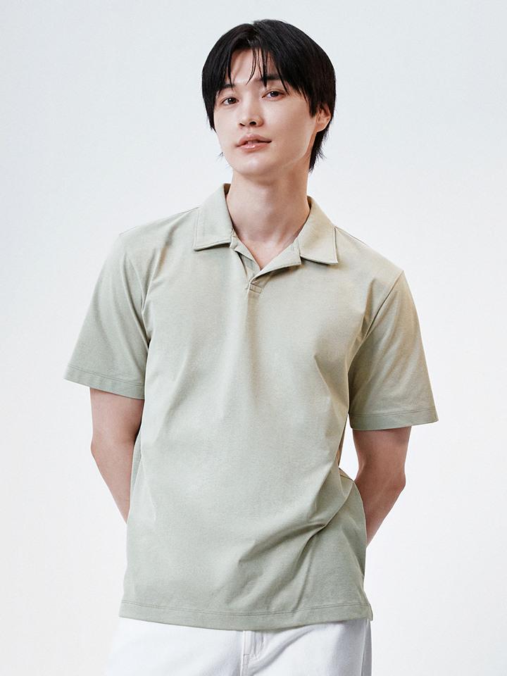 Top Ten Men'S) Quick-Dry Slit Collar Polo Shirt_Msf2Tt1001