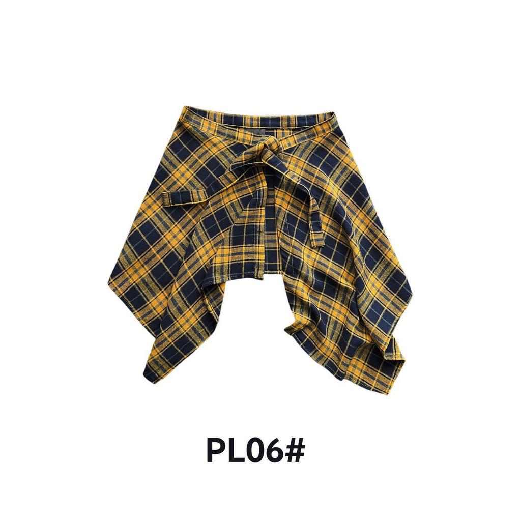 High Street Punk Tie-Waist Plaid Layered Men's Assymetric Top