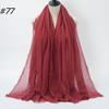 New Fashionable Women's Long Crinkled Cotton Linen Scarf with Tassel Edge - Solid Color Shawl