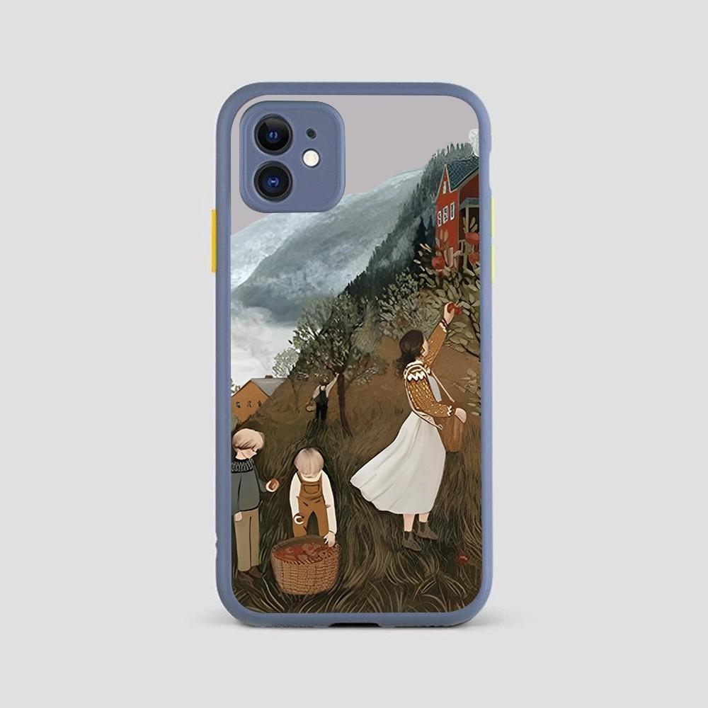 Мультяшный Пейзаж Девушка Чехол для Телефона для iPhone 14 11 12 13 Mini Pro Max 8 7 Plus X XR XS MAX Полупрозрачная Матовая Крышка