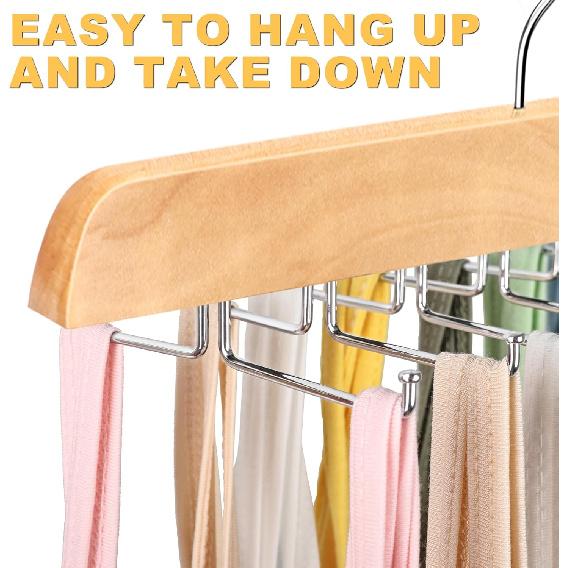 Tank Top Hanger with Premium Wood, 24 Large Capacity, Space Saving,360 Degree Rotating, Foldable Metal Hooks, Tank Tops