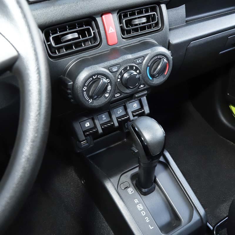 Декоративные наклейки на кнопки окна автомобиля из АБС-пластика для Suzuki Jimny 2019 года выпуска, аксессуары для интерьера, серебристые, с принтом из углеродного волокна