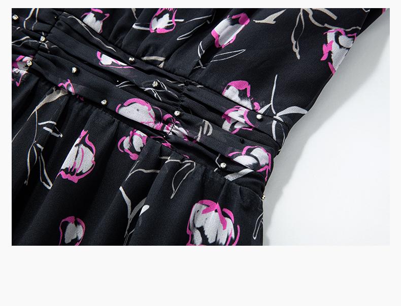 Ditto French printed fishtail dress slimming dress