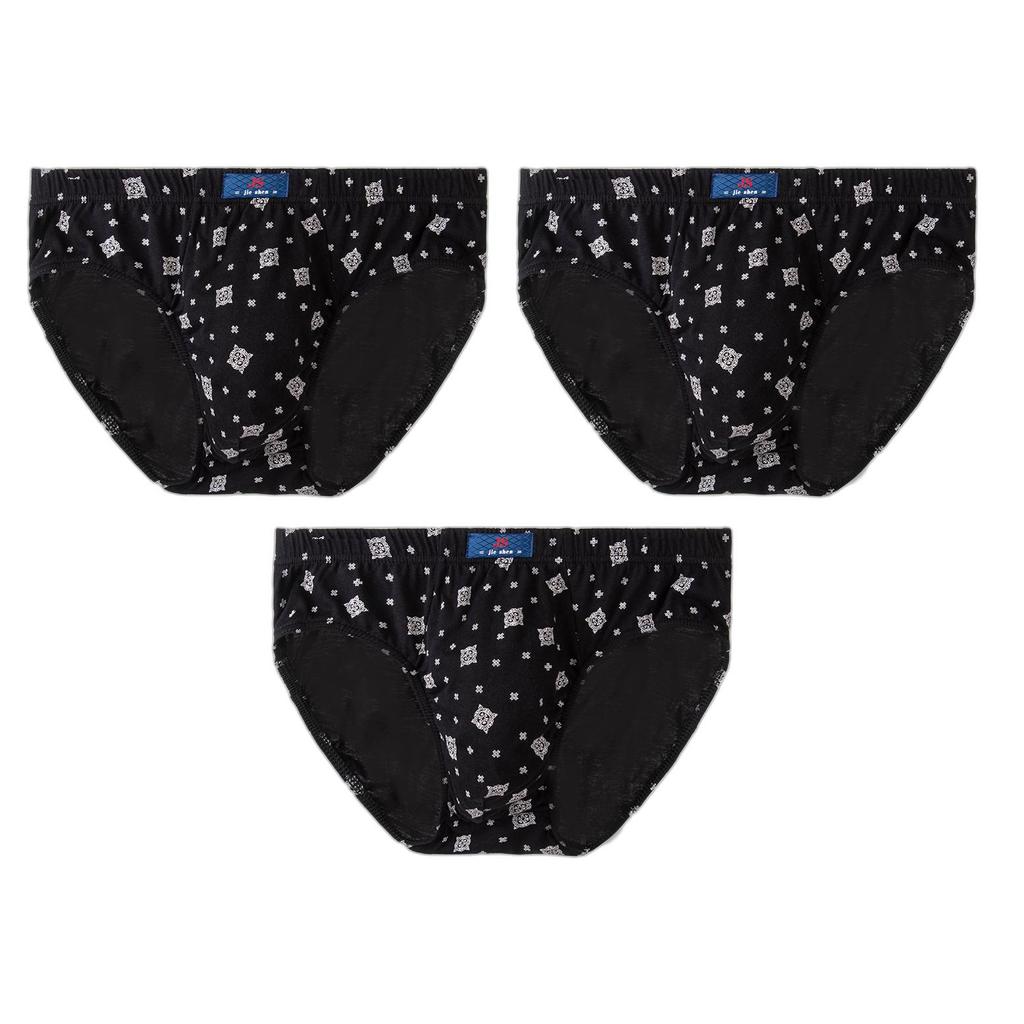 3Pcs Men's Cotton Briefs Knickers Printing Panties Breathable Underwear Youth Comfortable Underpants L XL XXL 3XL 4XL