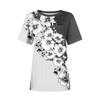 T-Shirts für Damen, Rundhalsausschnitt, elegante, lässige Blusen, bedruckt, kurzärmelig, Sommeroberteile, lockere Passform