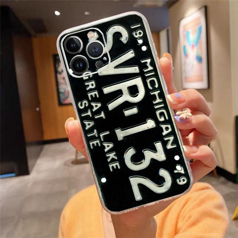 Phone Case For iphone 17 Pro Max Air 16 15 14 13 Pro Max 15 16 Pro 15Plus License Plate Number Car