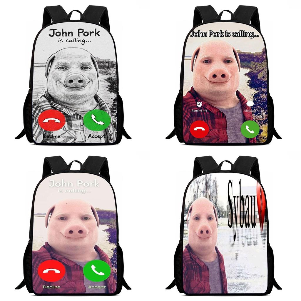 Школьный рюкзак Johnpork Pig God с геометрическим принтом для подростков и студентов