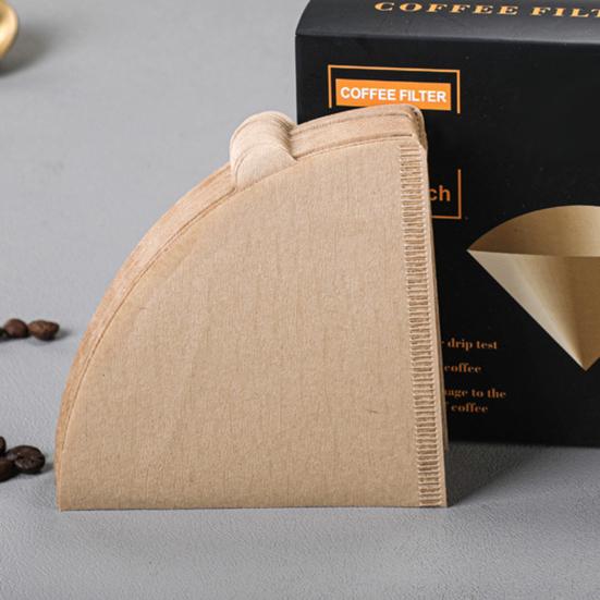 100 шт. одноразовые кофейные фильтры-конусы, неотбеленные натуральные фильтры, бумажные, гладкие кофейные аксессуары для кофемашины с функцией капельного заваривания, френч-пресса